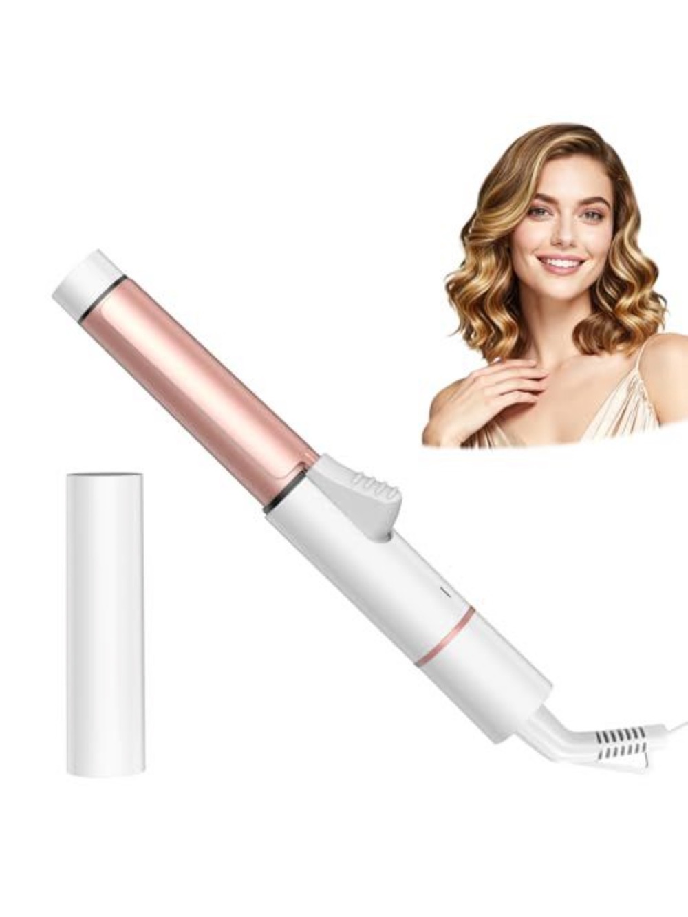 Rose Gold & White Curling Wand - Sleek Ceramic Barrel